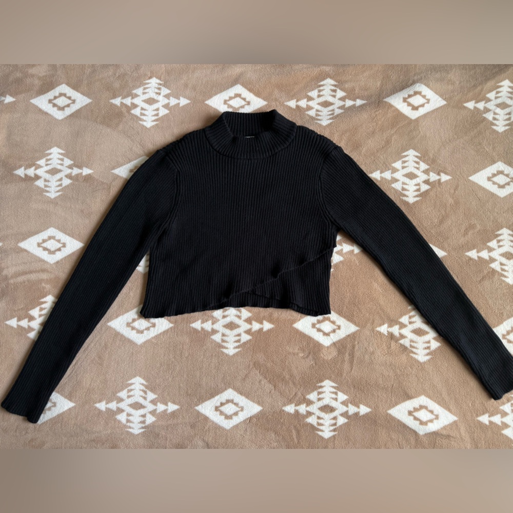 Joie Black Ribbed Crop Top